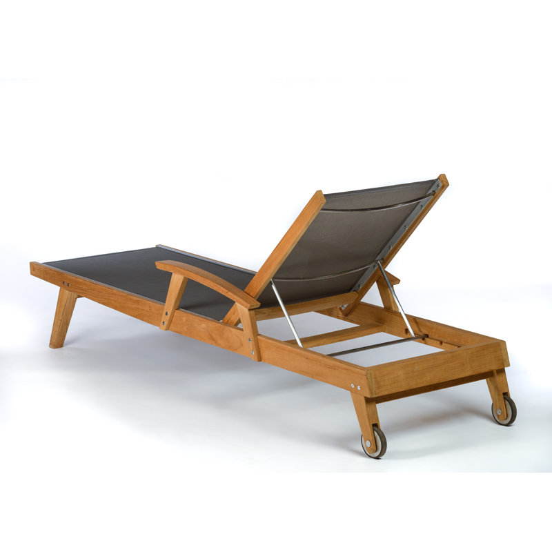 Barbados Outdoor Teak Wood Chaise Lounge, Gray