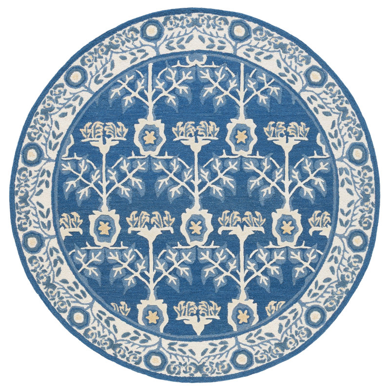 Earthly Treasures Hand Tufted Wool;Cotton;Viscose Floral Indoor Rug, Round 6'