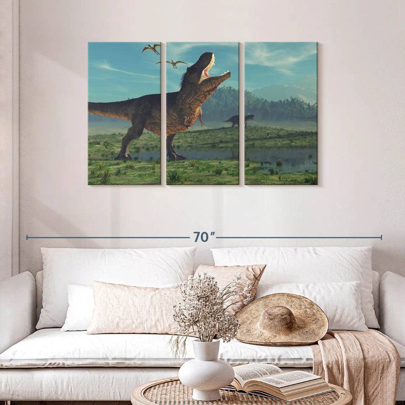 Dinosaures de l'ère jurassique Brampt, H 28 po x l 45 po