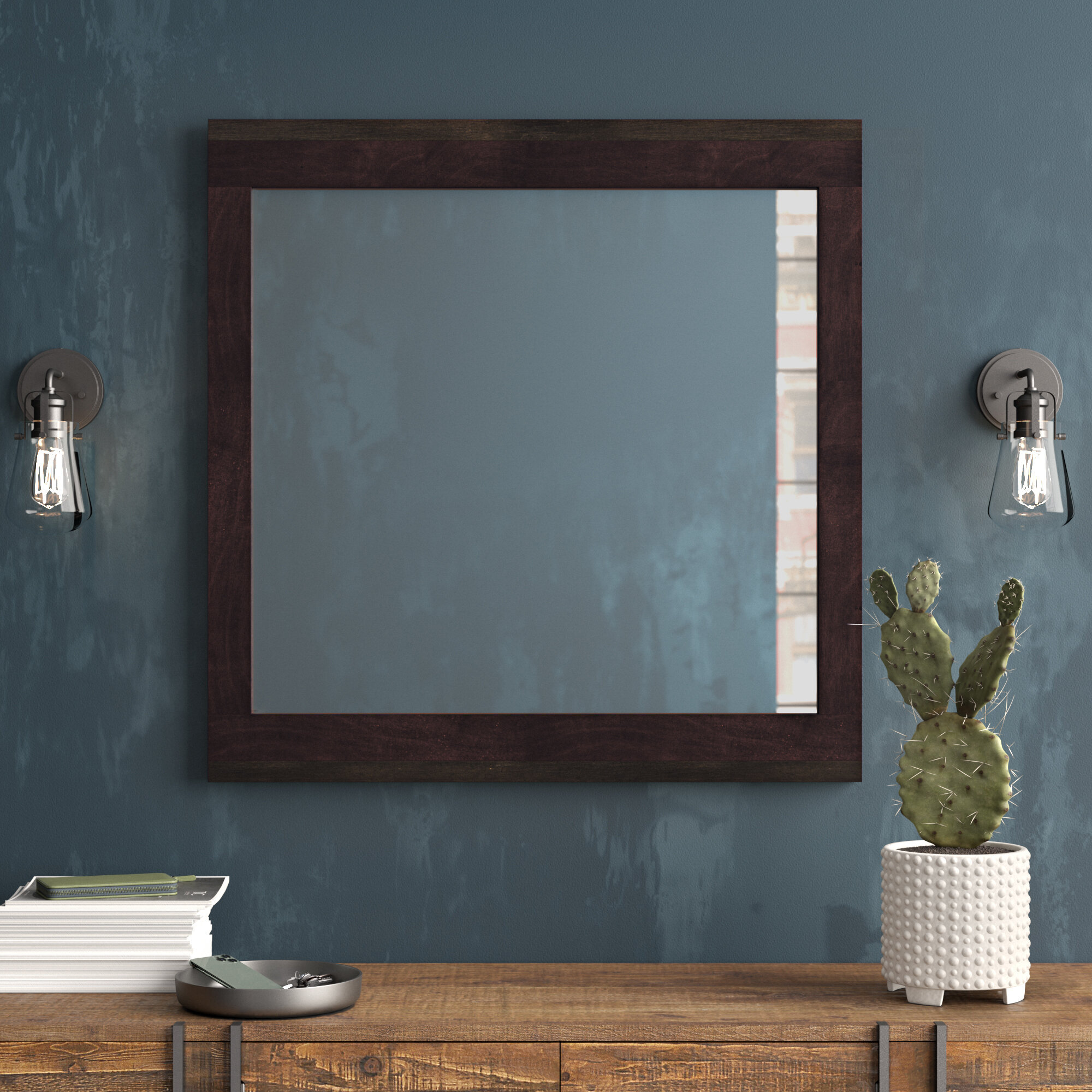 Steelside™ Pennard Solid And Engineered Wood Flat Wall Mirror | Wayfair