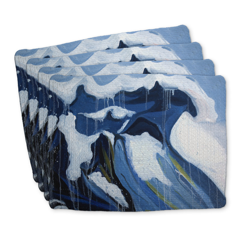 Ensemble de 4 napperons en polyester tressé Wave in Motion - Décoration intérieure