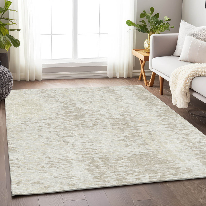 Premium Machine Washable Prisco Ivory Rug, Rectangle 10' x 14'