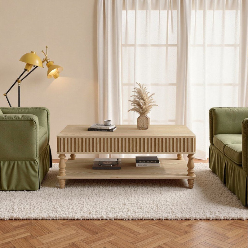 Table basse 47,24 pouces Farmhouse, Natural Wood