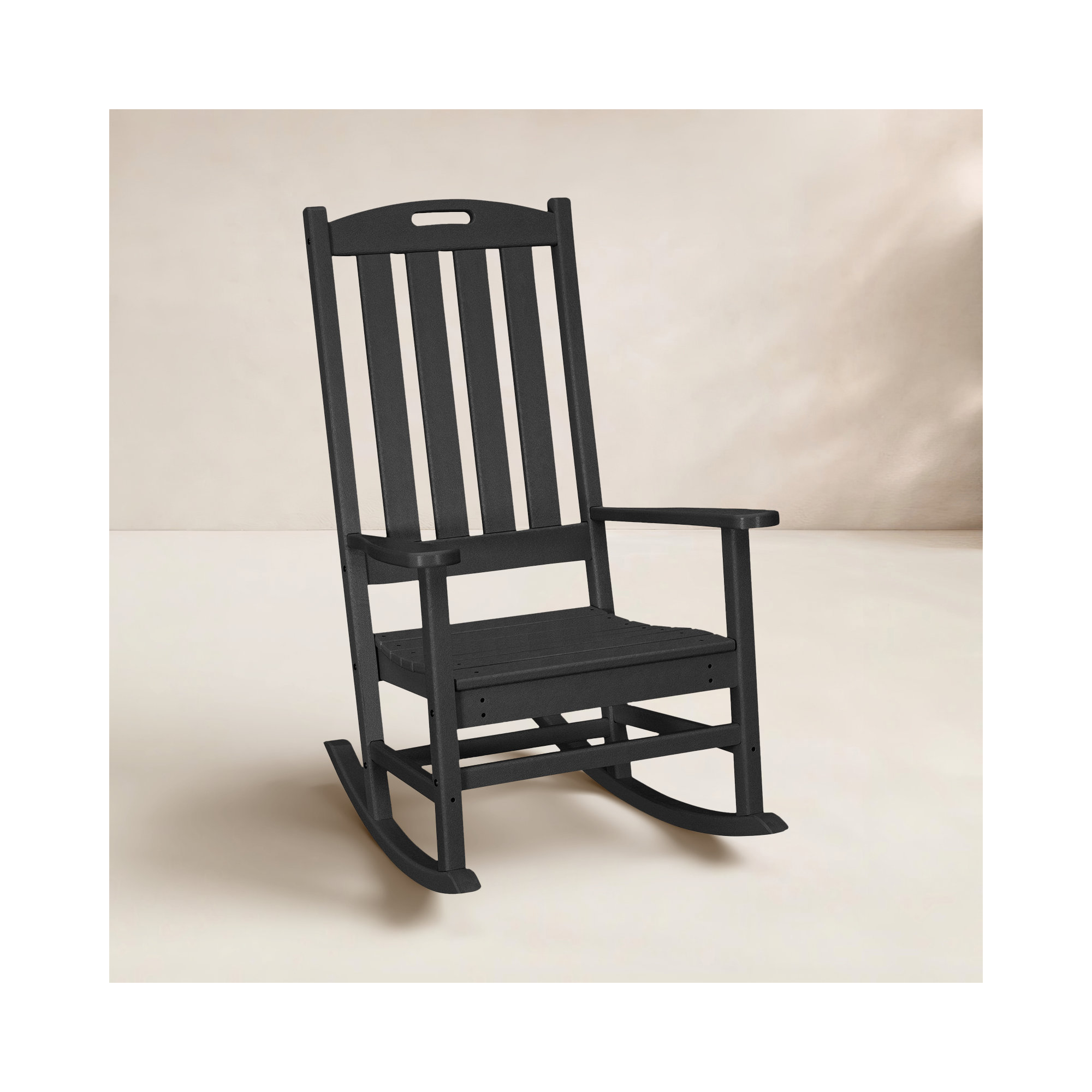 POLYWOOD Nautical Porch Rocking Chair, Black