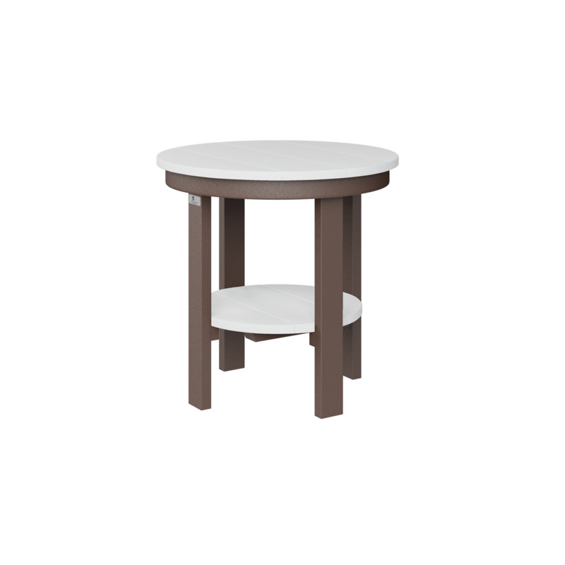 Berlin Gardens Round End Dining Table, 21" H x 21.5" W x 21.5" D, Chocolate Brown, White