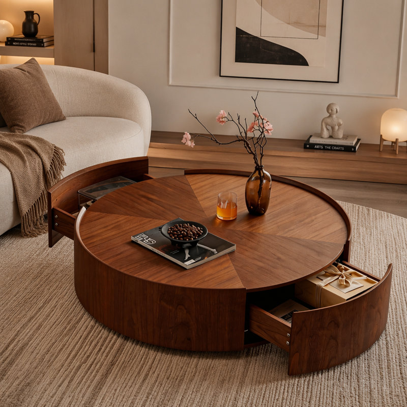 Walnut Coffee Table, 11.81" H x 39.37" W x 39.37" D