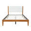 Structure de lit plateforme Mid-Century moderne avec tête de lit tapissier, support de lattes en bois massif, aucun sommier requis, assemblage facile, brun-592571582