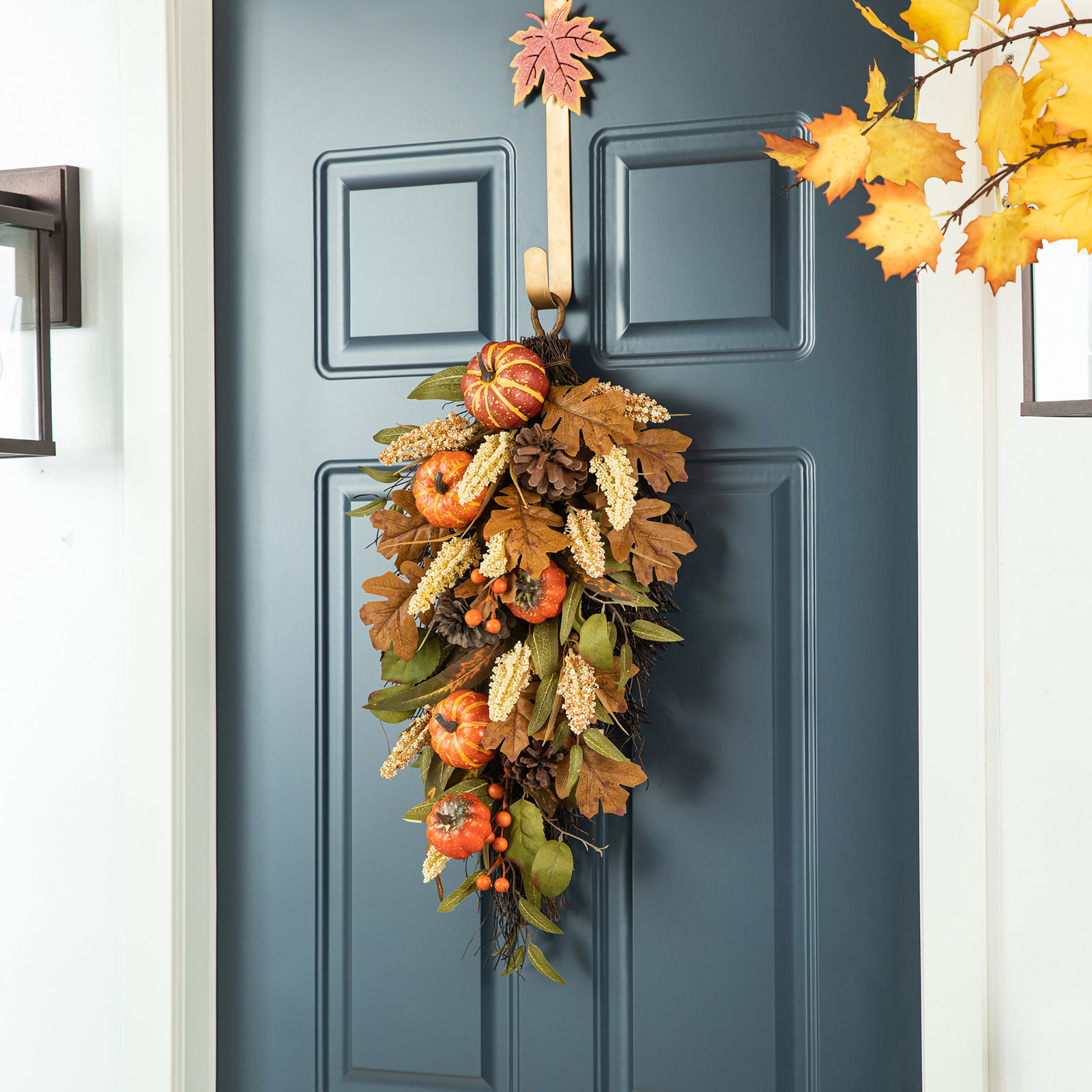 15" Pumpkin and Gourd Thanksgiving Swag