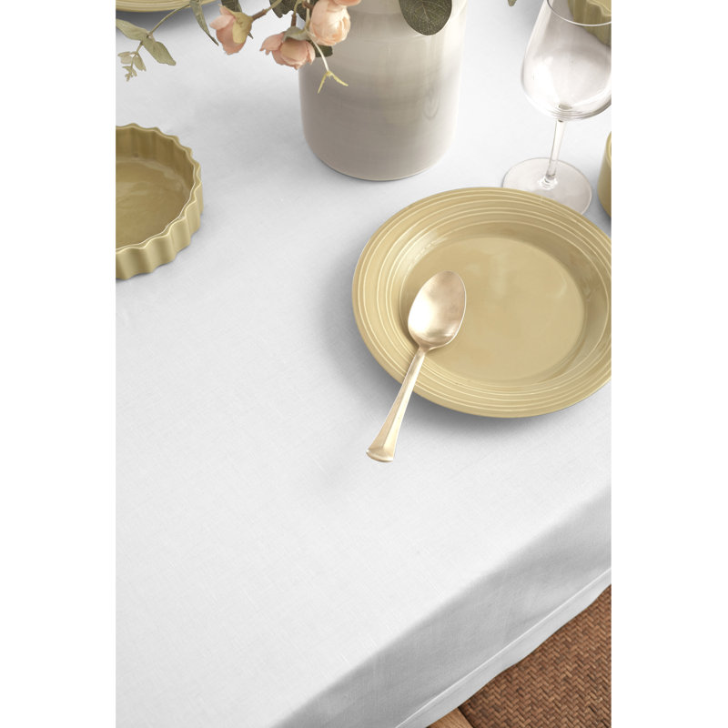 Dru Cotton Linen Plain Tablecloth, White, 72" x 54"