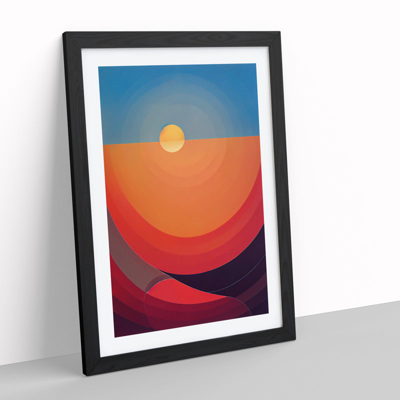Enlightened Abstract Sunset - Single Picture Frame Print, Black, 64cm H x 46cm W