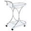 Chariot-bar blanc et 2 tablettes en verre pour la salle à manger, style de rangement avec support à verres à pied, tablette de 26,5 pouces de large, décoration de pièce, 34,08h