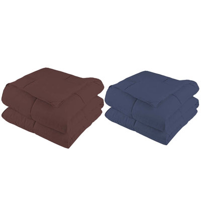 Set of 2 Down Alternative Comforters, Ultra Soft Microfiber Comforter, Fluffy Lightweight All-Season Hypoallergenic Box-Stitch Bedding