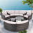9-piece Outdoor Half-moon Wicker Conversation Sets With 1 Nesting Coffee Table And Tempered Glass Top