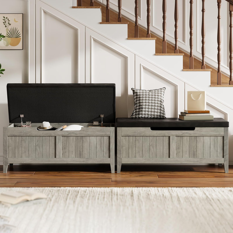 GAOMON Storage Bench, 39.4” Wooden Chest Storage Box with 2 Safety Hinges, Entryway Benches with Flip-Top, Large Trunk for Living Room, Bedroom, Easy Assembly