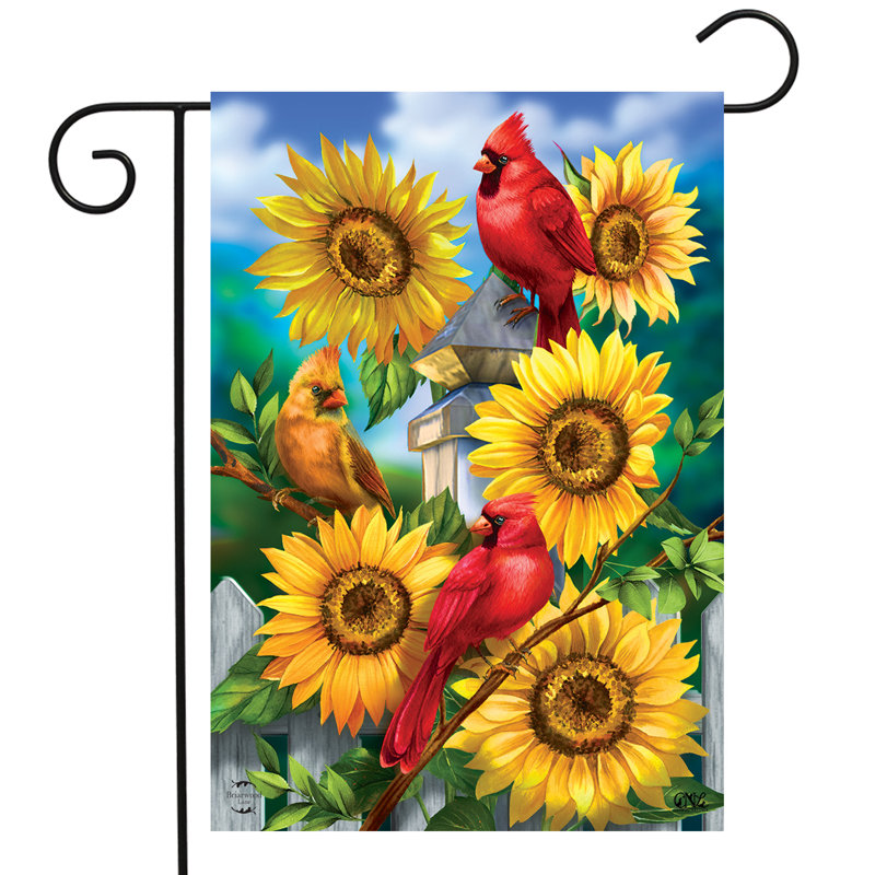 Drapeau de jardin cardinaux et tournesols