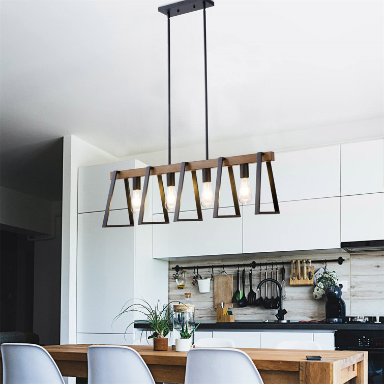 Suspension Linéaire 4 Lumières Noir Mat - 100 Cm De Long, Toile De Lin Noir, Variateur, Pour îlot De Cuisine Ou Salle à Manger - 9