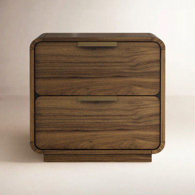 Kiefer 2-Drawer Walnut Nightstand with USB, Carmel