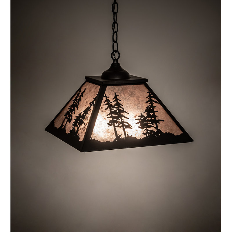 Greenbriar Oak 1 - Light Pendant, Silver Mica, Textured Black, 44" H x 22" W x 22" D