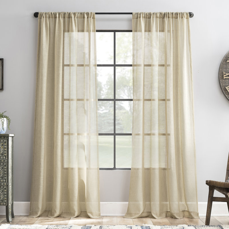 Panneau de rideau semi-transparent Akari, 52 po x 84 po, Beige