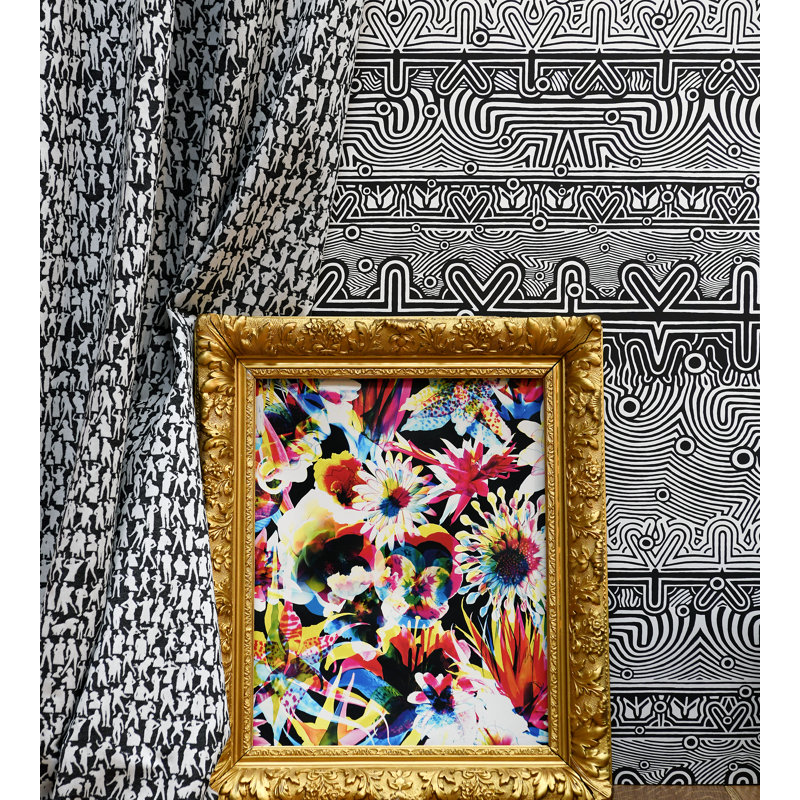 Pop Rock Geometric Wallpaper Double Roll, Noir/Blanc