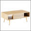 Table basse en rotin durable avec rangement à porte coulissante pour le salon, parfaite pour recevoir et organiser