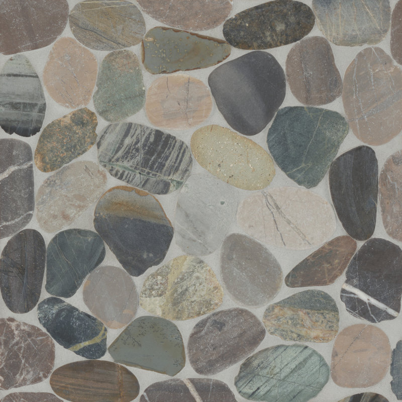 Waterbrook Jumbo Sliced Pebble Mosaic in Grey/Beige/Green
