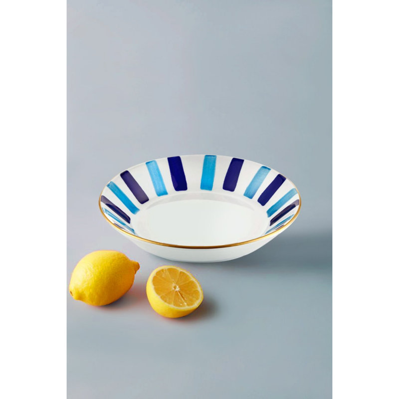 Assiette plate Abiageal, Bleu foncé / mauve / blanc