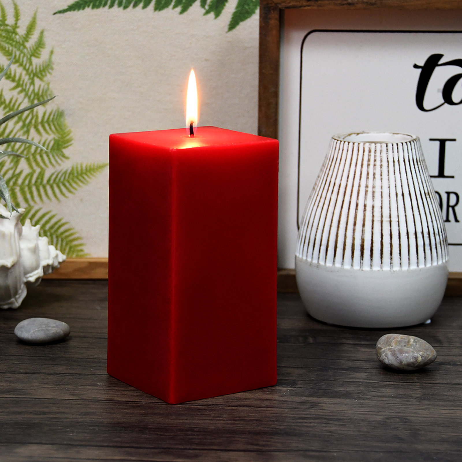 Citronella Pillar Candle, Red, 6" H x 3" W x 3" D, 1 Candle
