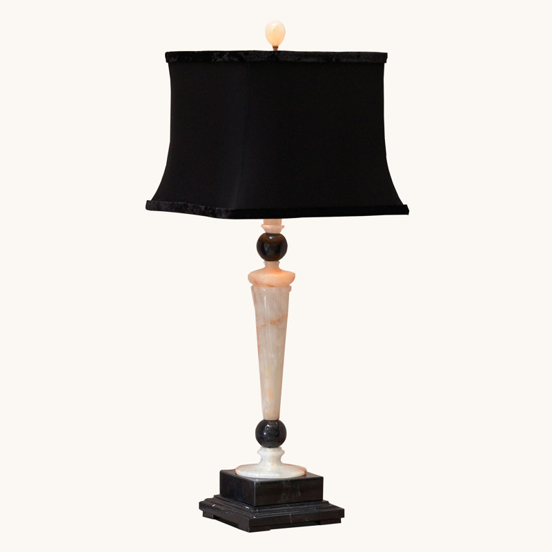 Cream And Black Marble Table Lamp