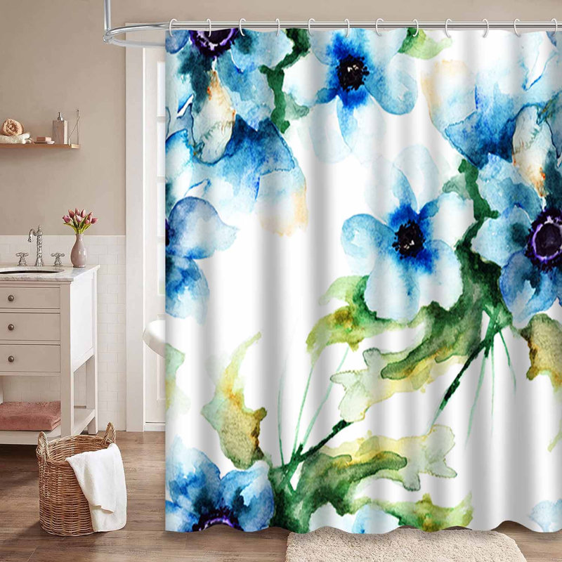 Rideau de douche sans couture avec 12 crochets, L 72 po x l 84 po