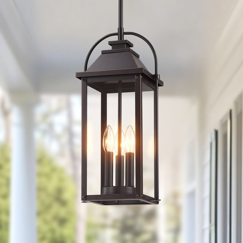 Harper 18.7" H 3-Light Bronze Outdoor Hanging Pendant Light, Bronze