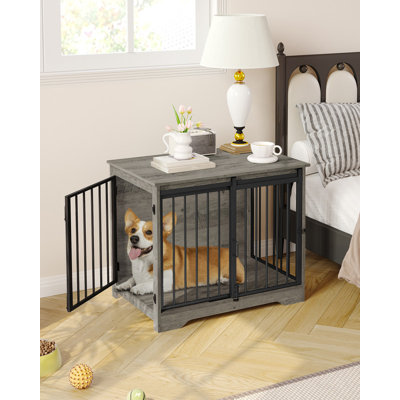 Dawyne Metal Sliding Barn Door Dog Crate