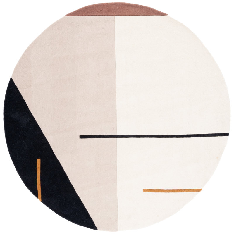 Tapis en laine touffeté à la main Delahni, Rond 8 pi
