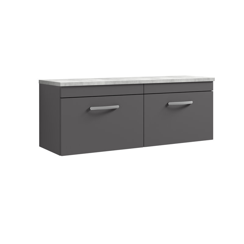 Athena 47.44cm Double Bathroom Vanity Base Only, Gloss Grey
