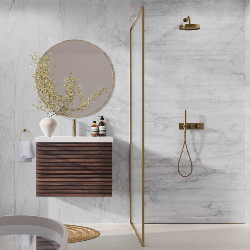 Autograph Arabescato 48X48 Marble Look Satin Porcelain Tile, Caldia Oro
