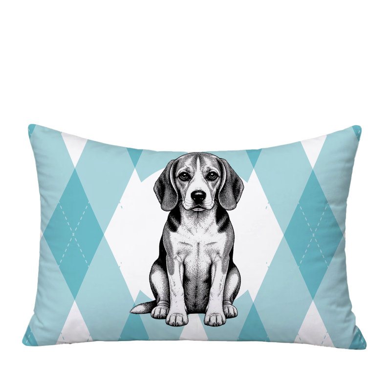 Oreiller réversible intérieur / extérieur Beagle Dog, 20 po x 14 po, Sarcelle