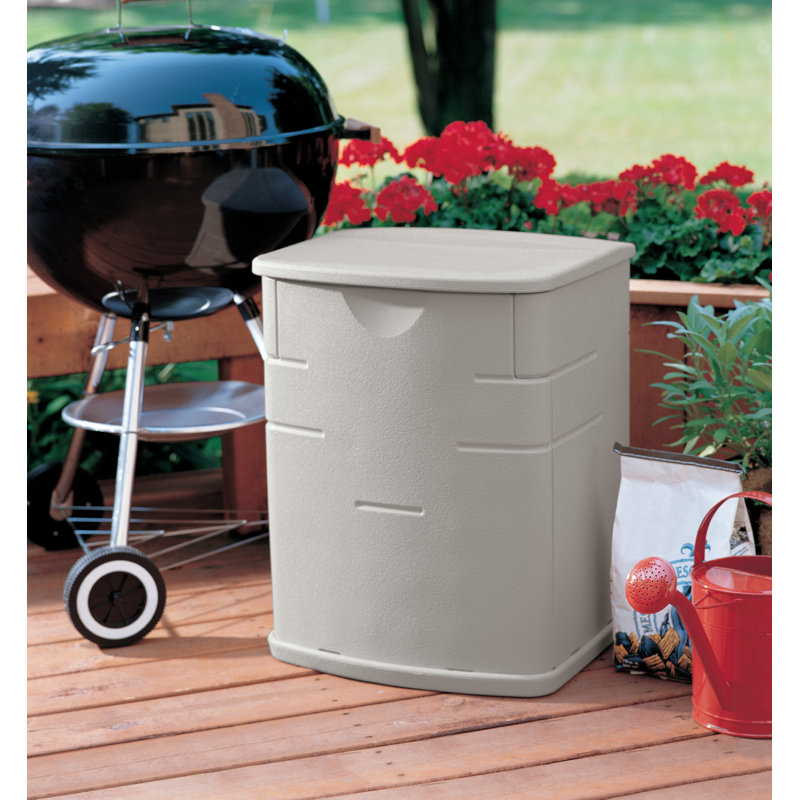 Compact Brown Plastic Outdoor Storage Deck Box