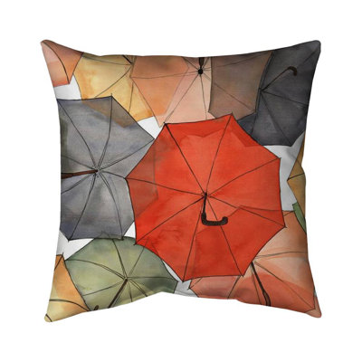 The umbrellas of petit champlain - 18"x18" Throw pillow cover - Poly twill - Print on demand