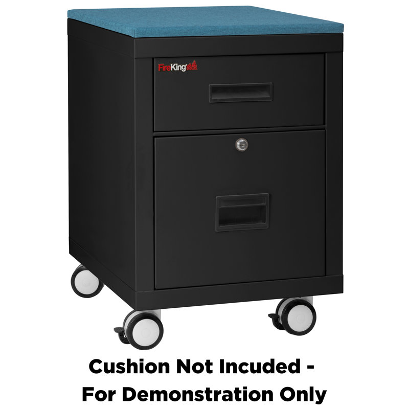 Fire Rated Pedestal File 17.75'' Wide 1 -Drawer Mobile Steel File Cabinet, Black/Blue