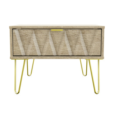 Fully Assembled Diamond - Gold Hairpin (F) 1 Drawer Side Table
