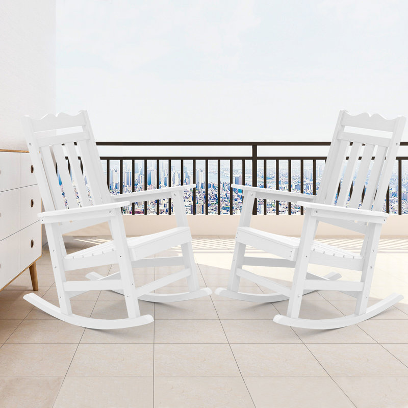 Chaise Adirondack berçante en plastique Anick, Blanc