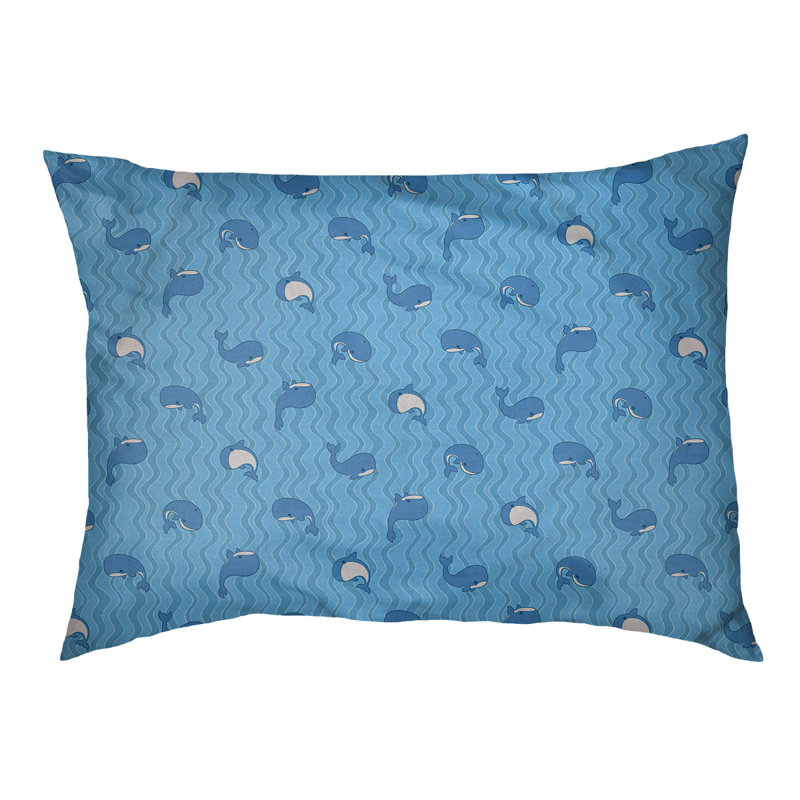 Coussin pour chien Campion Whales, Grand (l 42,5 po x P 32,5 po x H 14 po), Bleuet bleu / blanc