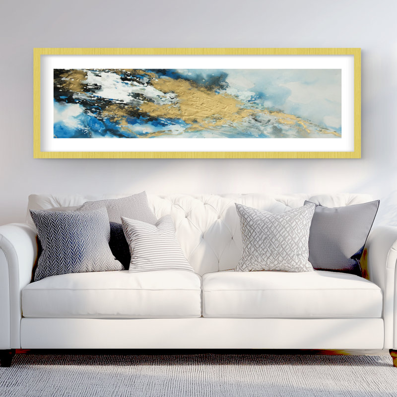 Imprimé mat marbré bleu et doré | Décoration de salon