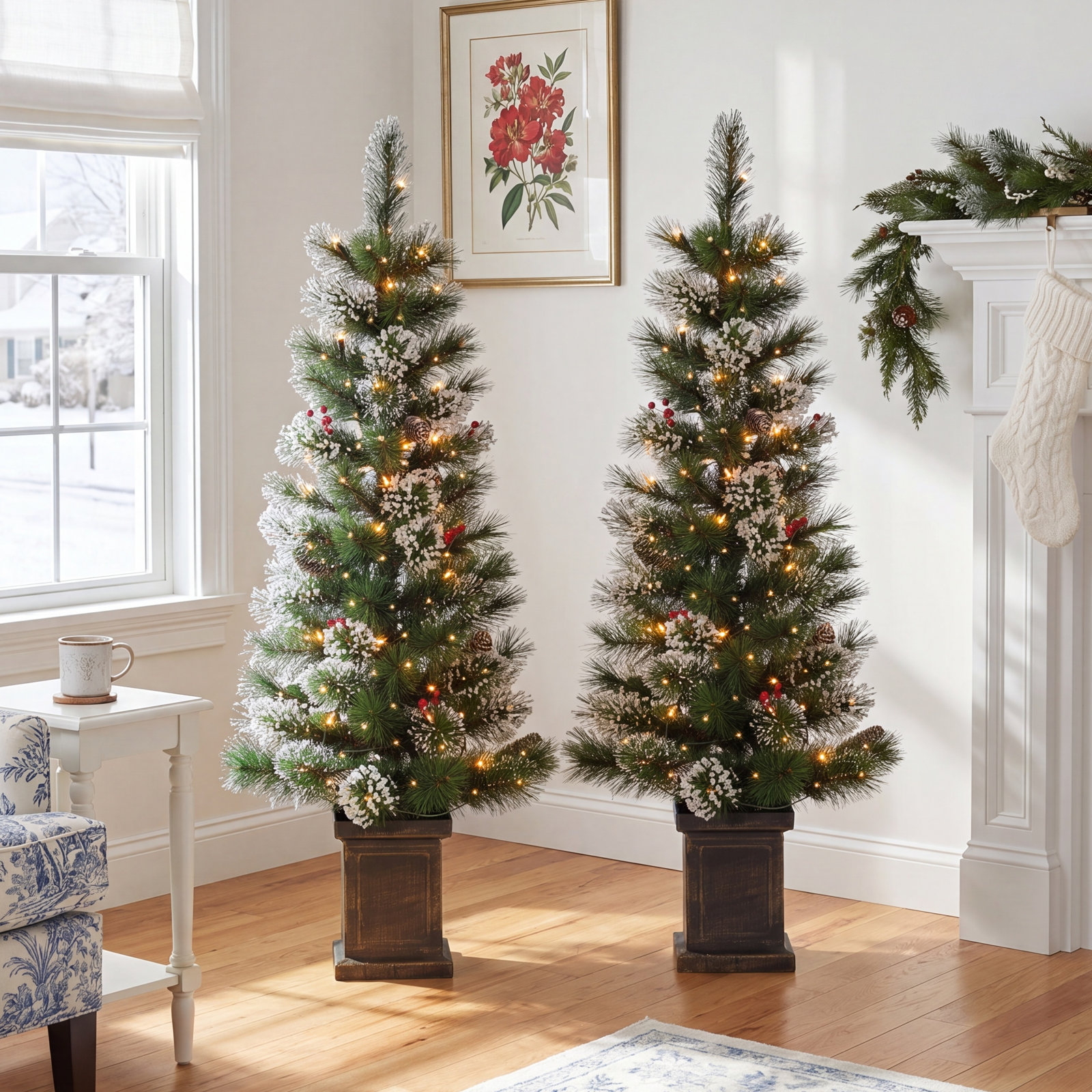 Potted 4' Pre-Lit Spruce Tree