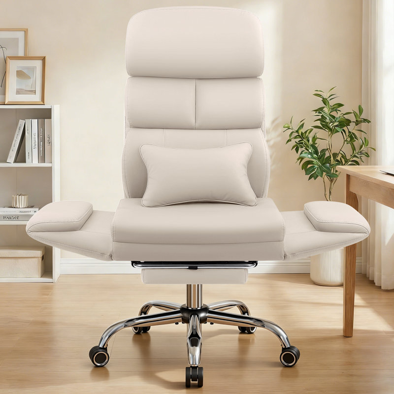 Fauteuil de direction avec repose-pieds réglable Edinson, Beige