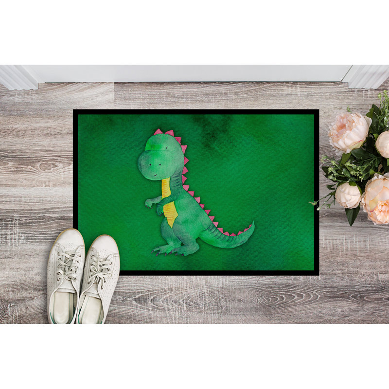 Tapis de porte extérieur antidérapant Ted Tyrannosaurus, H 0,25 po x l 27 po x P 18 po
