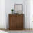 Mid Century Sideboard with 2 Sliding Doors &amp; Solid Wood Strips | Spacious Storage | Outlet Hole | Walnut Brown | MDF