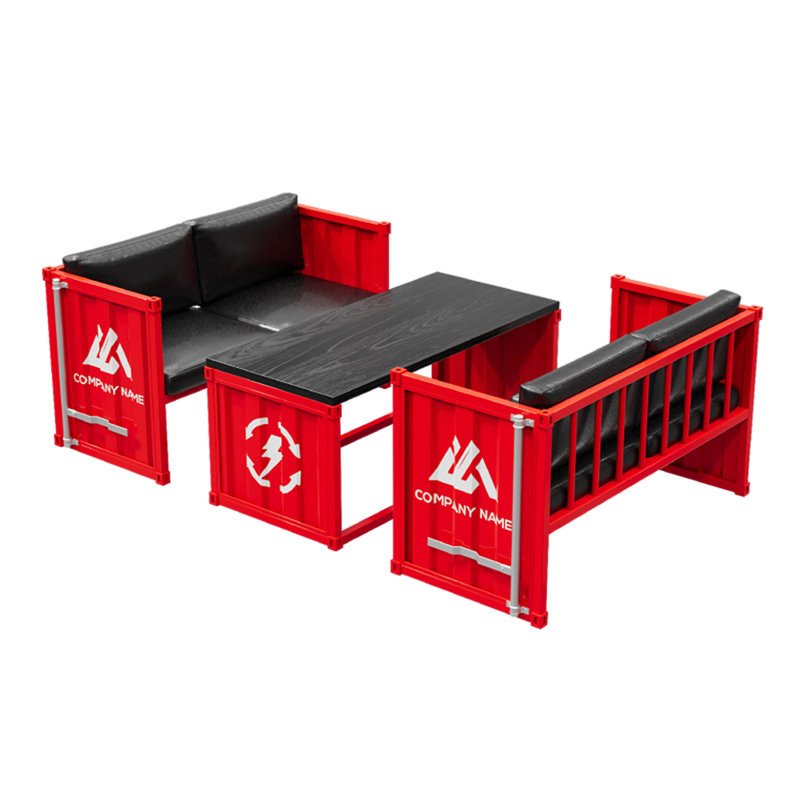 Ensemble de table et chaises de style industriel, Rouge