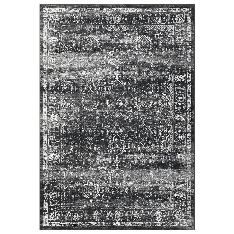 Oriental Machine Washable Rug with Rubber Backing for Living Room Non-Slip Dining Room Rug Easy-Cleaning Floor Carpet for Bedroom Playroom