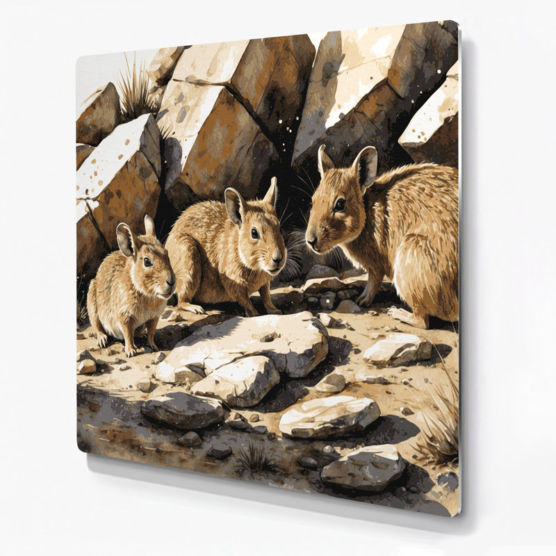 Art mural en métal Wildlife Rock Hyrax Beige, H 32 po x l 32 po